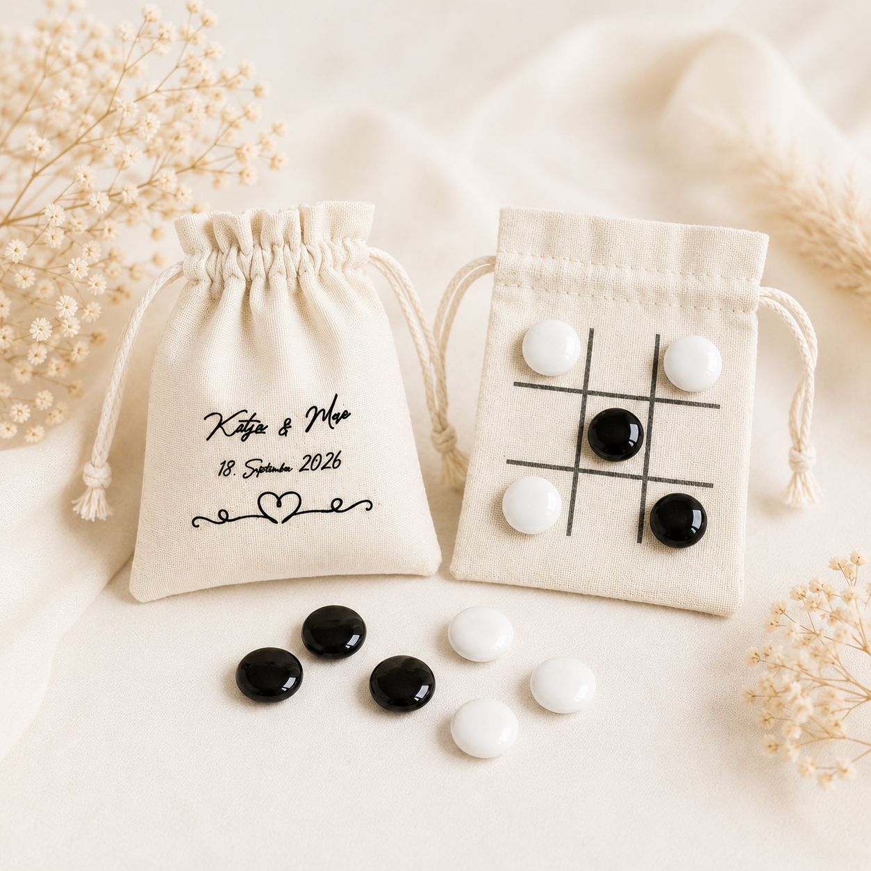 Personalisierte Tic Tac Toe Gastgeschenke zur Hochzeit